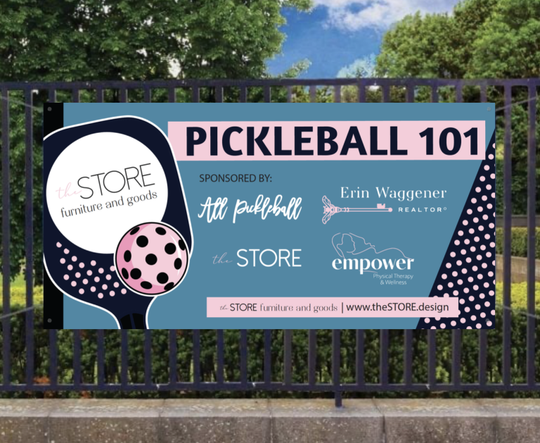 KP3 The Store Pickleball 101 Sponsorship Banner Mockup 1 1 768x630