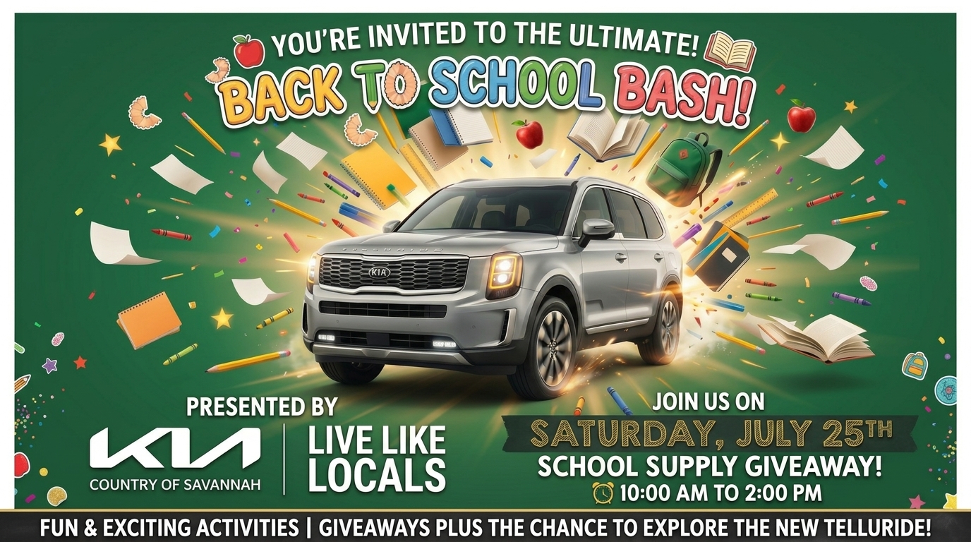 Kia Back to School Bash flyer - July 25 at Kia Country of Savannah