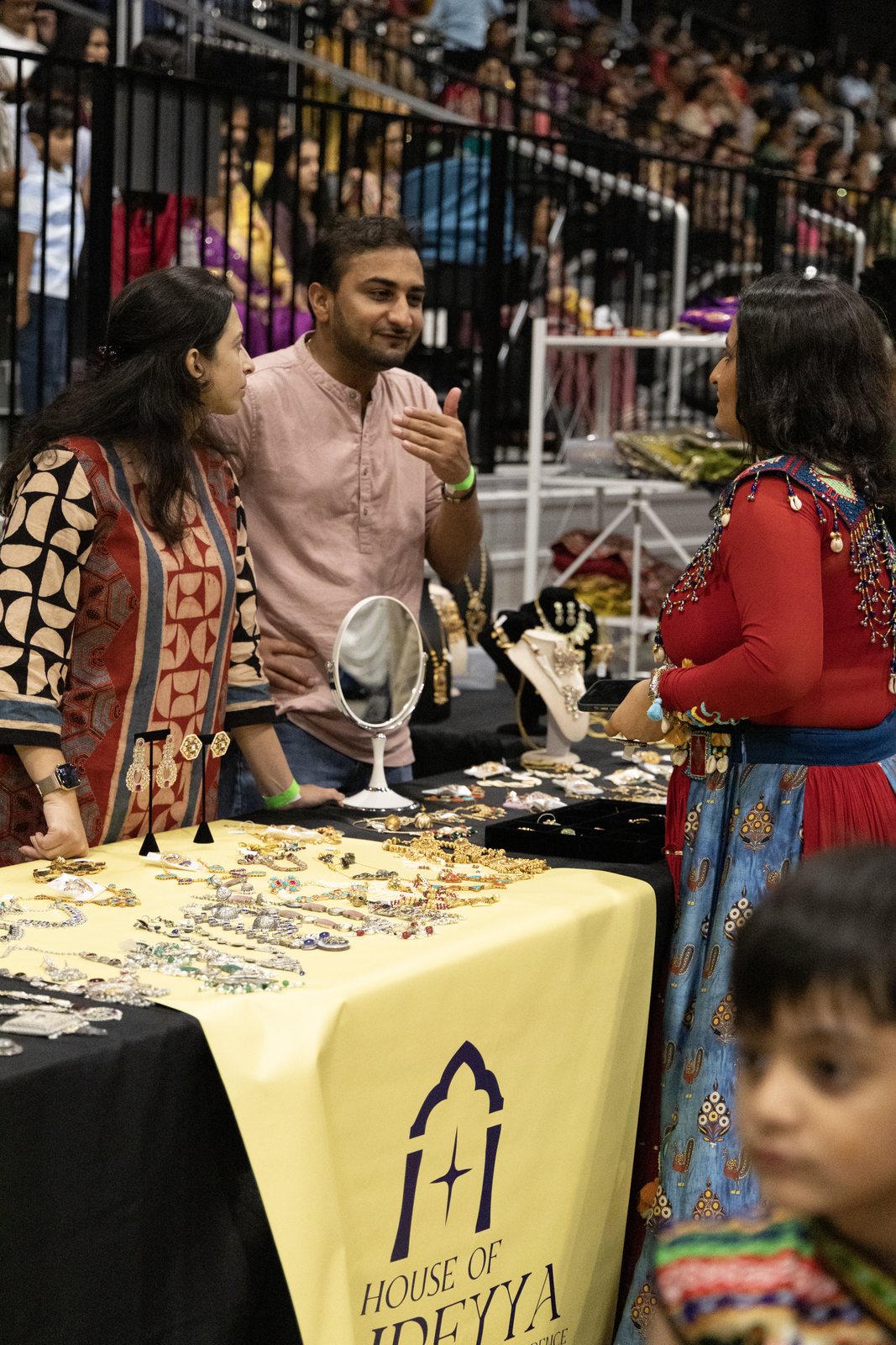 Vendor table with jewelry and bangles at the Port Wentworth Garba Festival