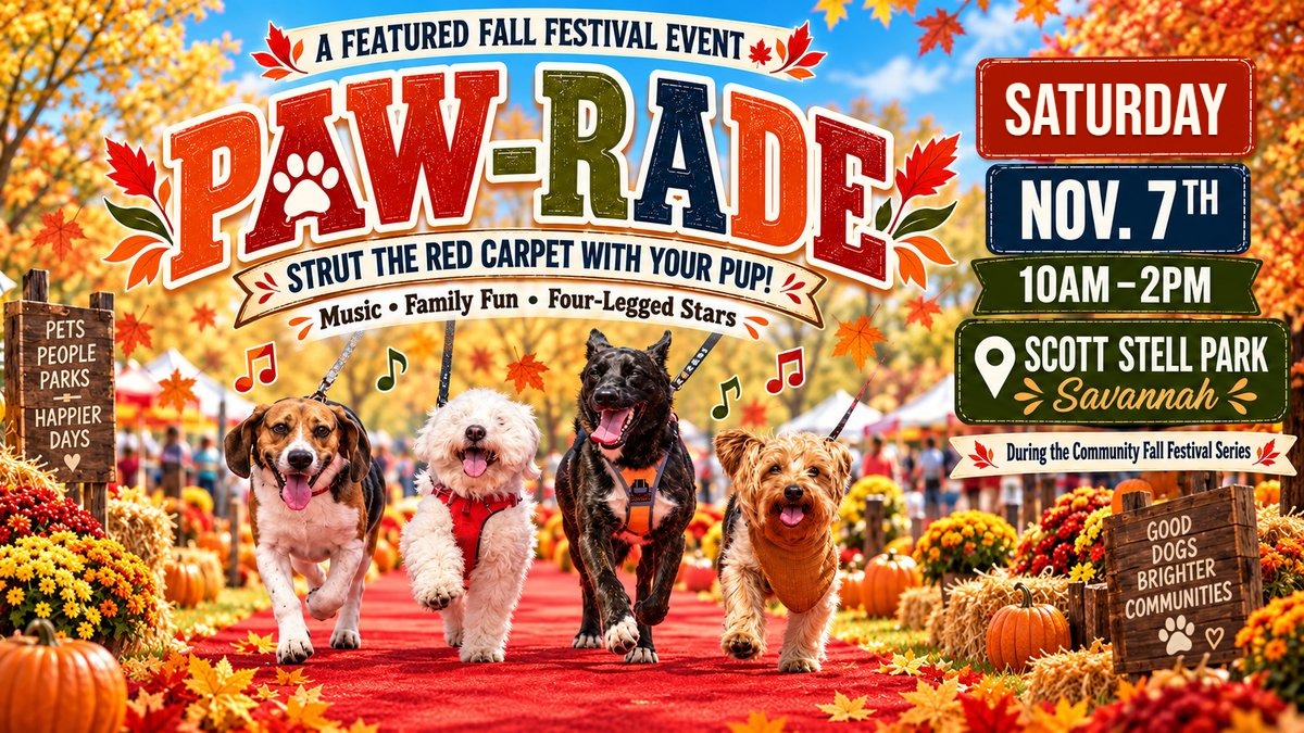 Paw-rade Fall Festival, Saturday November 7, 10 AM to 2 PM, Scott Stell Park, Savannah